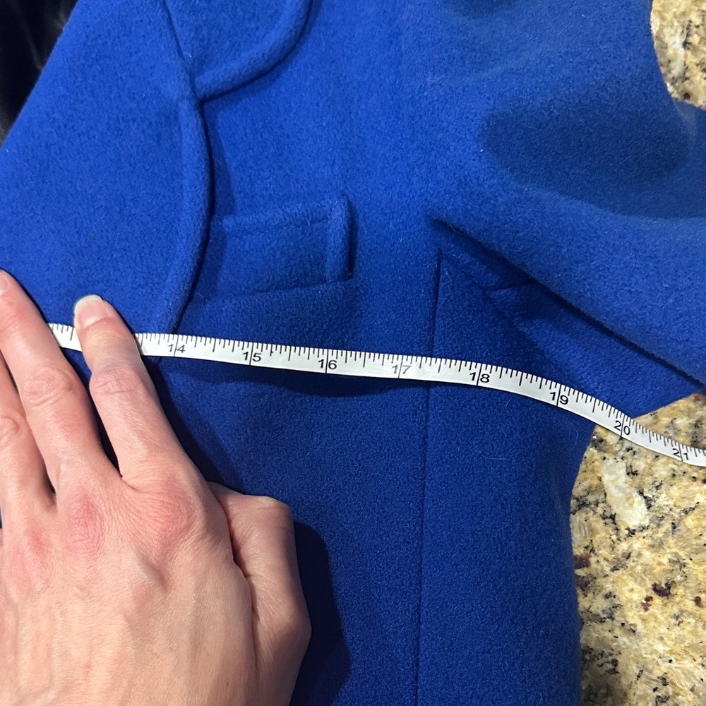 Elegant Vintage Blue Double-Breasted Wool Pea Coat - Picture 9 of 13
